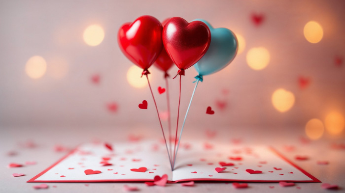 Real mini balloons attached inside the card, creating a delightful 3D effect when opened.