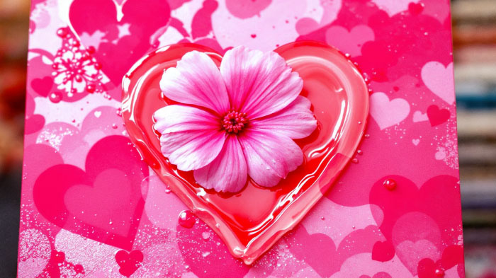 Melted wax elegantly securing a pressed flower onto a card, creating a vintage and artistic finish.