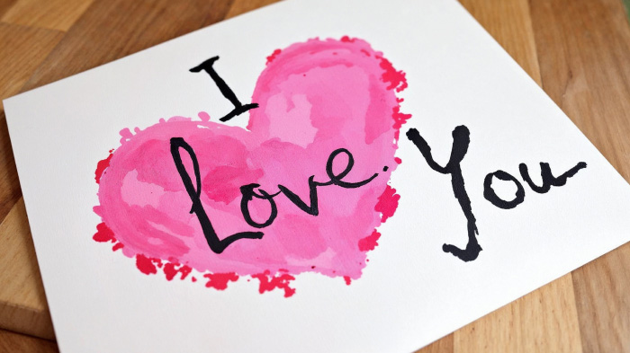 The words "I Love You" beautifully hand-painted with acrylic or watercolor paints, making a bold and artistic love statement.