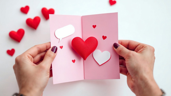 A creative flap on the card revealing tiny messages or small keepsakes, adding an element of discovery.