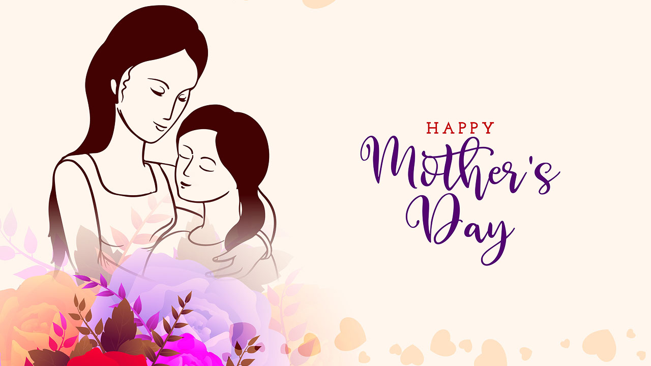 Mother’s Day banner with a soft pastel background, flowers, and a heartfelt message celebrating moms.