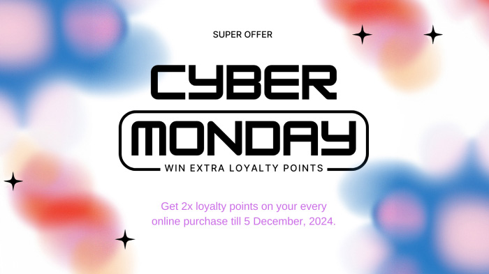 An image promoting a Cyber Monday offer of extra loyalty points. 