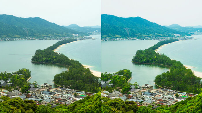 Lark filter boosts blues and greens in a forest scene, perfect as one of the best natural filters on Instagram