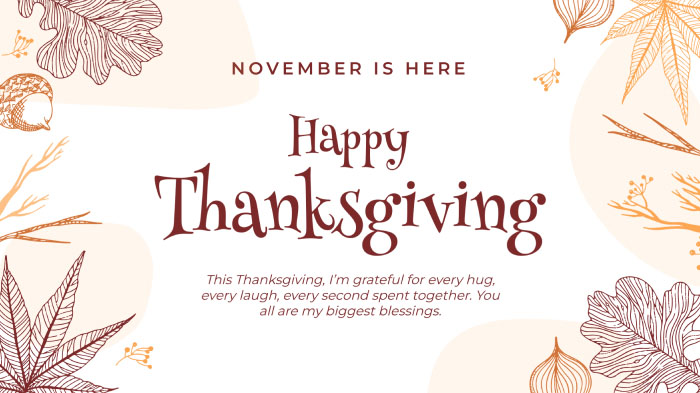 An illustrated Thanksgiving card for family with a heartfelt message.