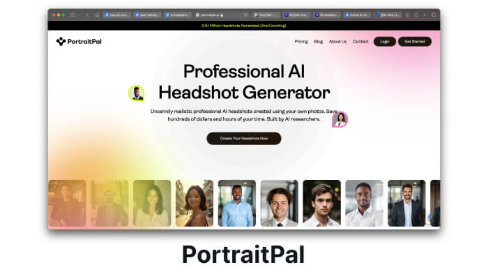 A screenshot of Portrait Pal’s AI headshot maker to create professional headshots with ease and affordability.