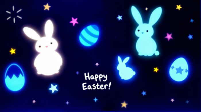 Glow-in-the-dark Easter card with hidden glowing egg designs.