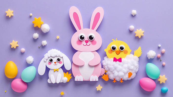 Easter animals card with googly eyes for a fun, playful look.