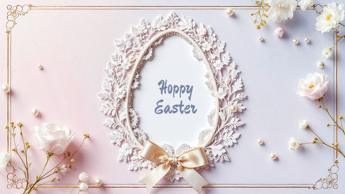 Elegant lace-decorated Easter egg card with a vintage touch
