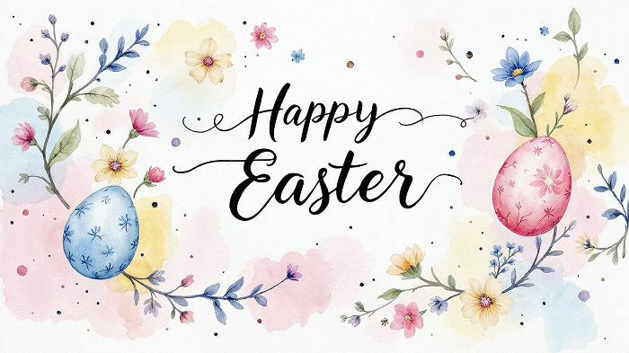 Watercolor Easter egg card with pastel colors and delicate details.