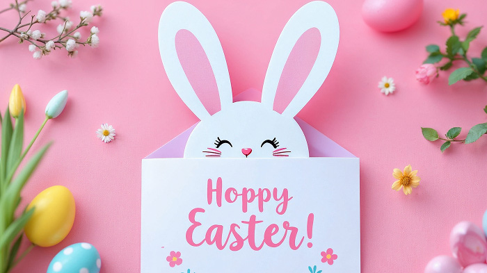 Peekaboo bunny card with pop-out ears and a fun Easter message.