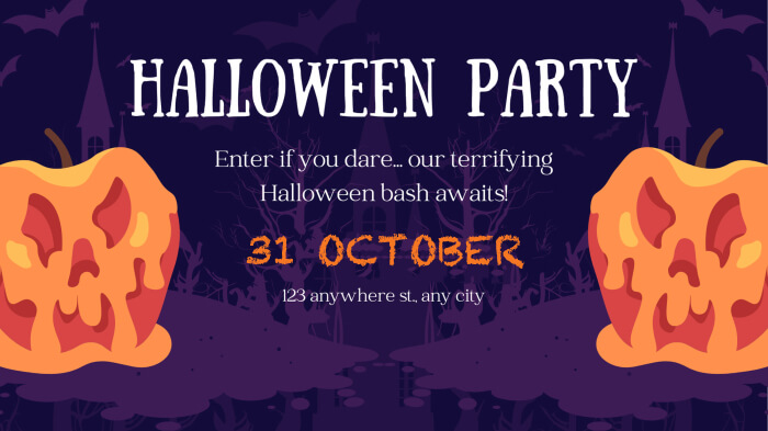 A Halloween scary party invite with the text reading, “Enter if you dare... our terrifying Halloween bash awaits!”
