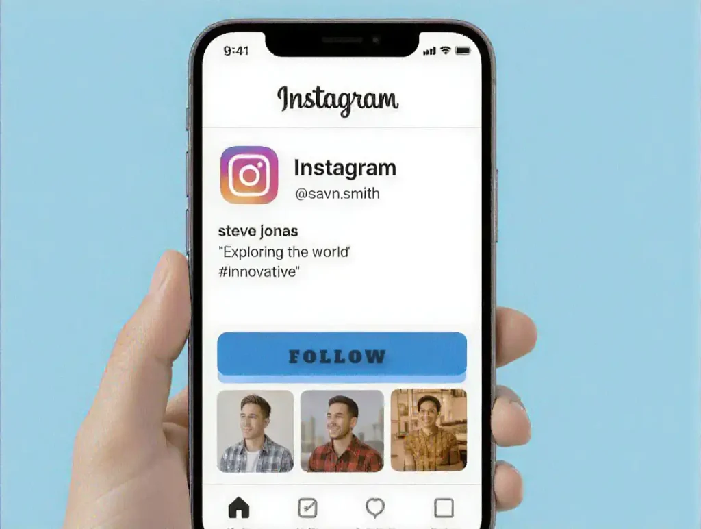 Phone screen showing a clean and well-written Instagram bio for boys.
