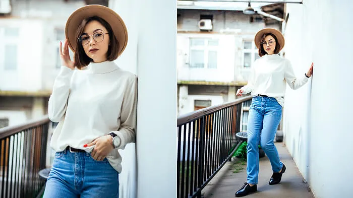 Example showing subject posing mid-motion for a natural dynamic look.