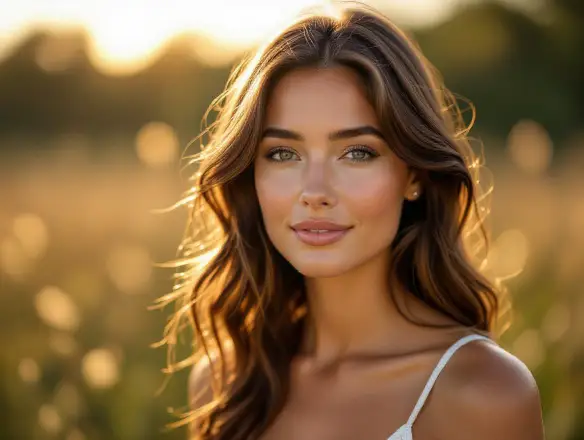 Outdoor lifestyle portrait of a woman during golden hour.